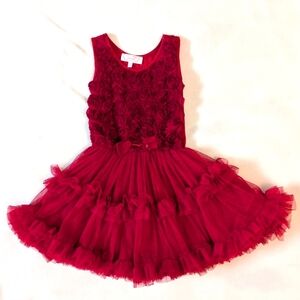 Girls popatu red formal floral dress 3-4